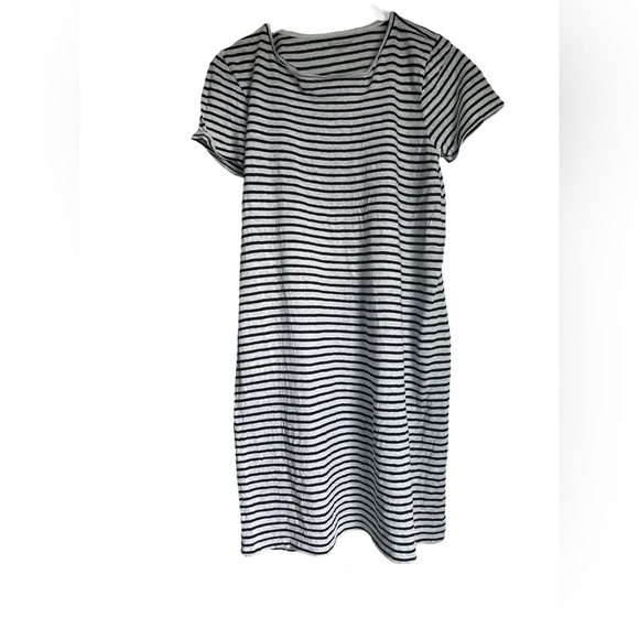 Eileen Fisher Black and White Horizontal Stripe Linen Shirtdress Size Small - Picture 1 of 6